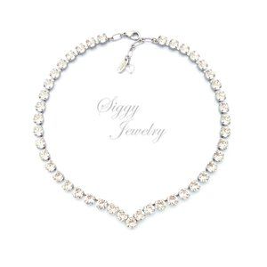 Swarovski® 8mm Crystal V-Shaped Bridal Necklace